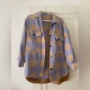 Tan and purple plaid shacket